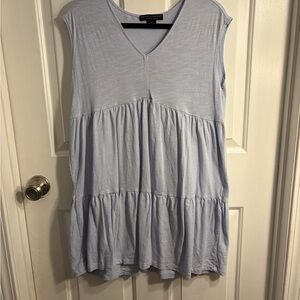 Light Blue Sleeveless V-Neck Tiered Cover Up